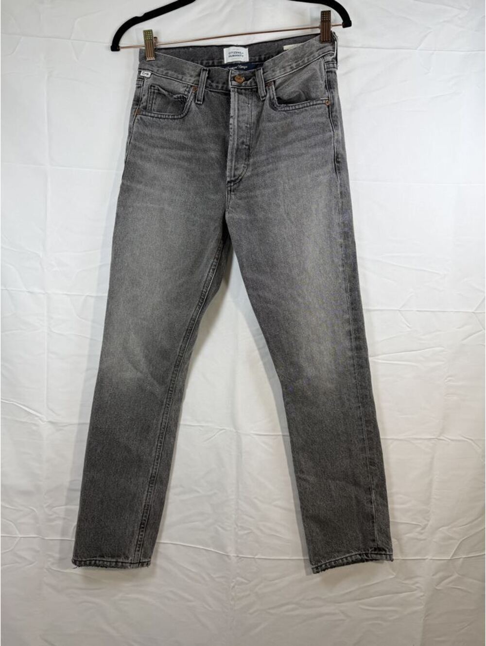 Citizens of Humanity Charlotte High Rise Straight Jeans Gray Button Fly Size 25